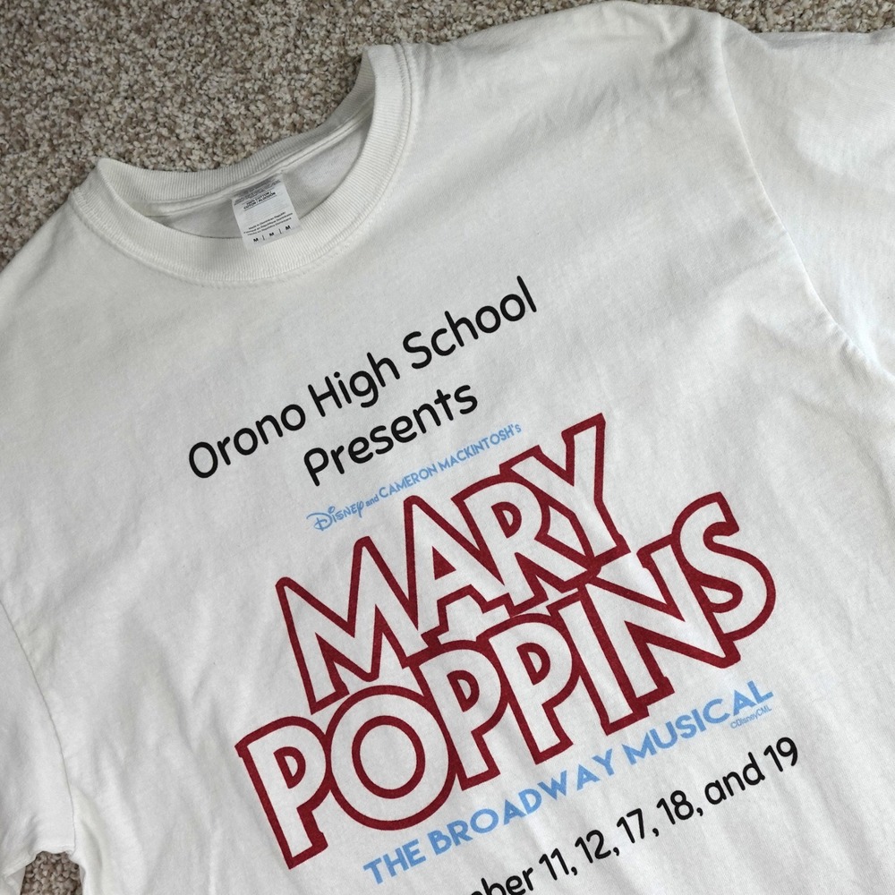 Gildan‎ Mary Poppins Broadway Musical Orono High School Graphic T-Shirt White M